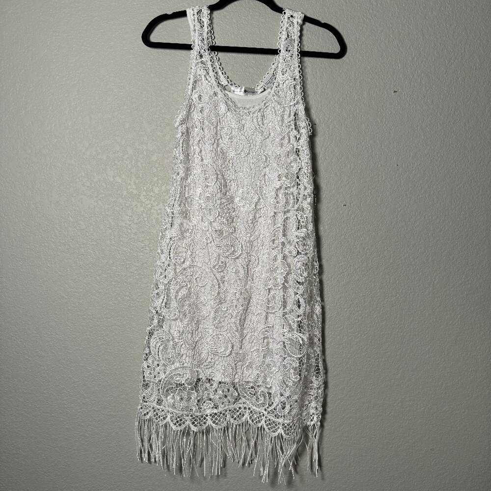 Rancho Estancia White Lace with Tassel Bottom Dress